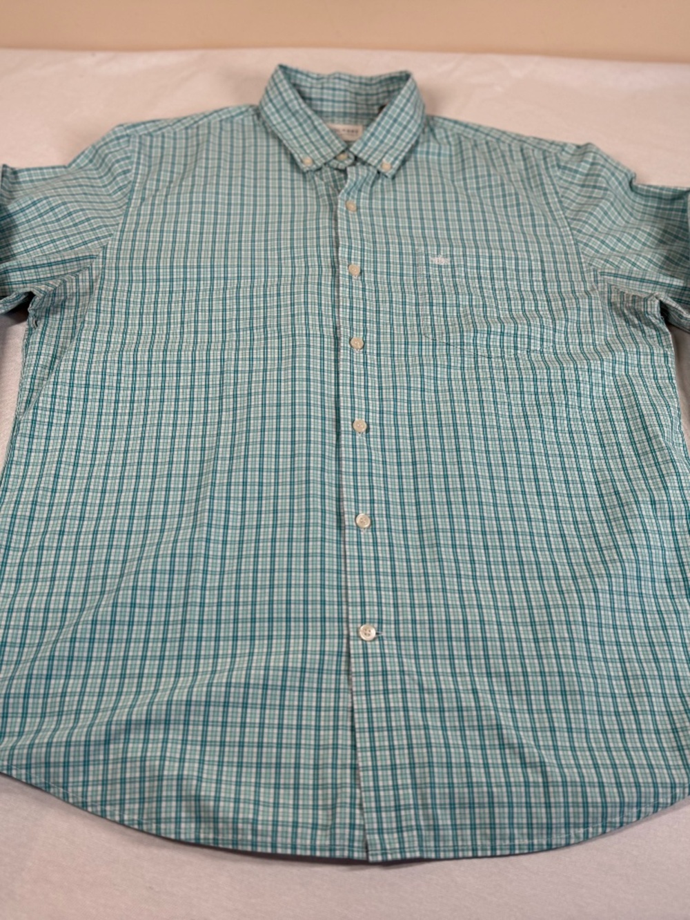 Dockers Men's Button Up Long Sleeve Shirt Size Large - Teal Plaid